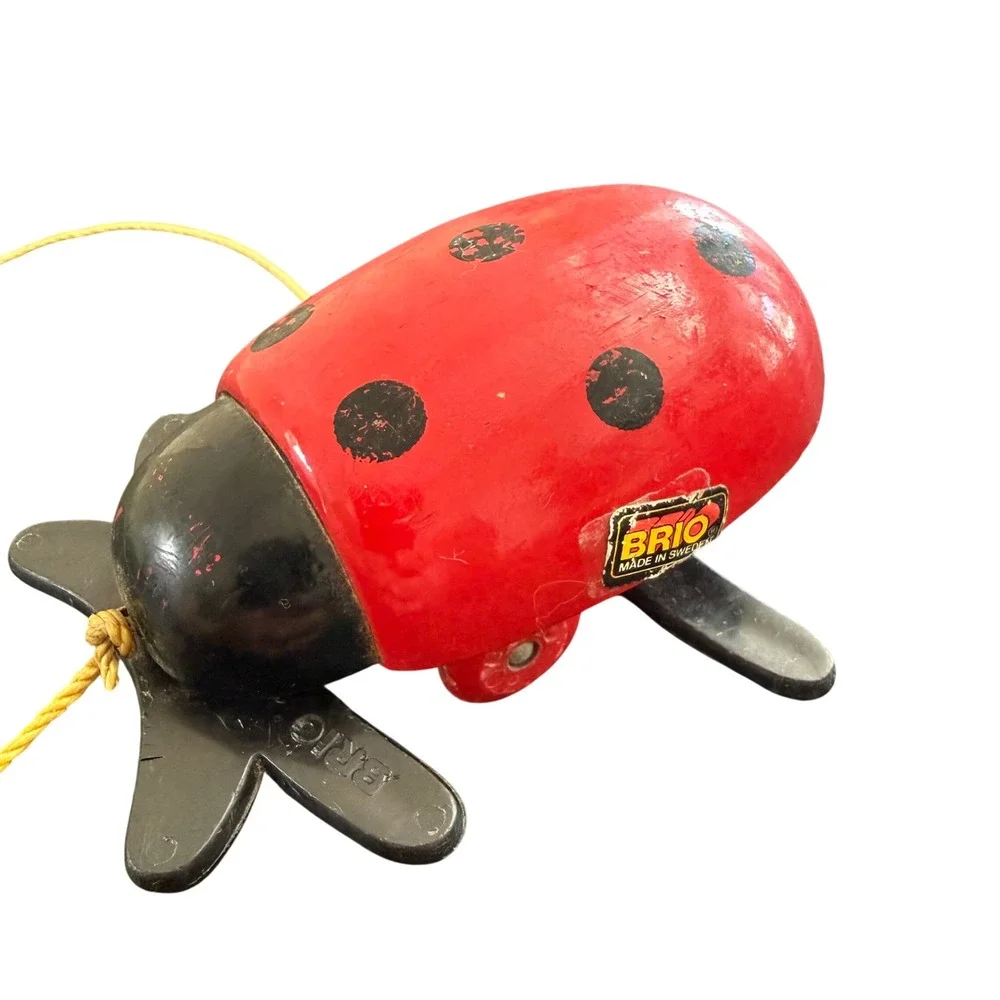 Vintage BRIO Ladybug‎ Wooden Pull Toy Made in Sweden Scandinavian Classic